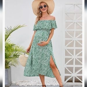 Coolmee Maternity Casual Floral Off Shoulder Sundress Size 2X